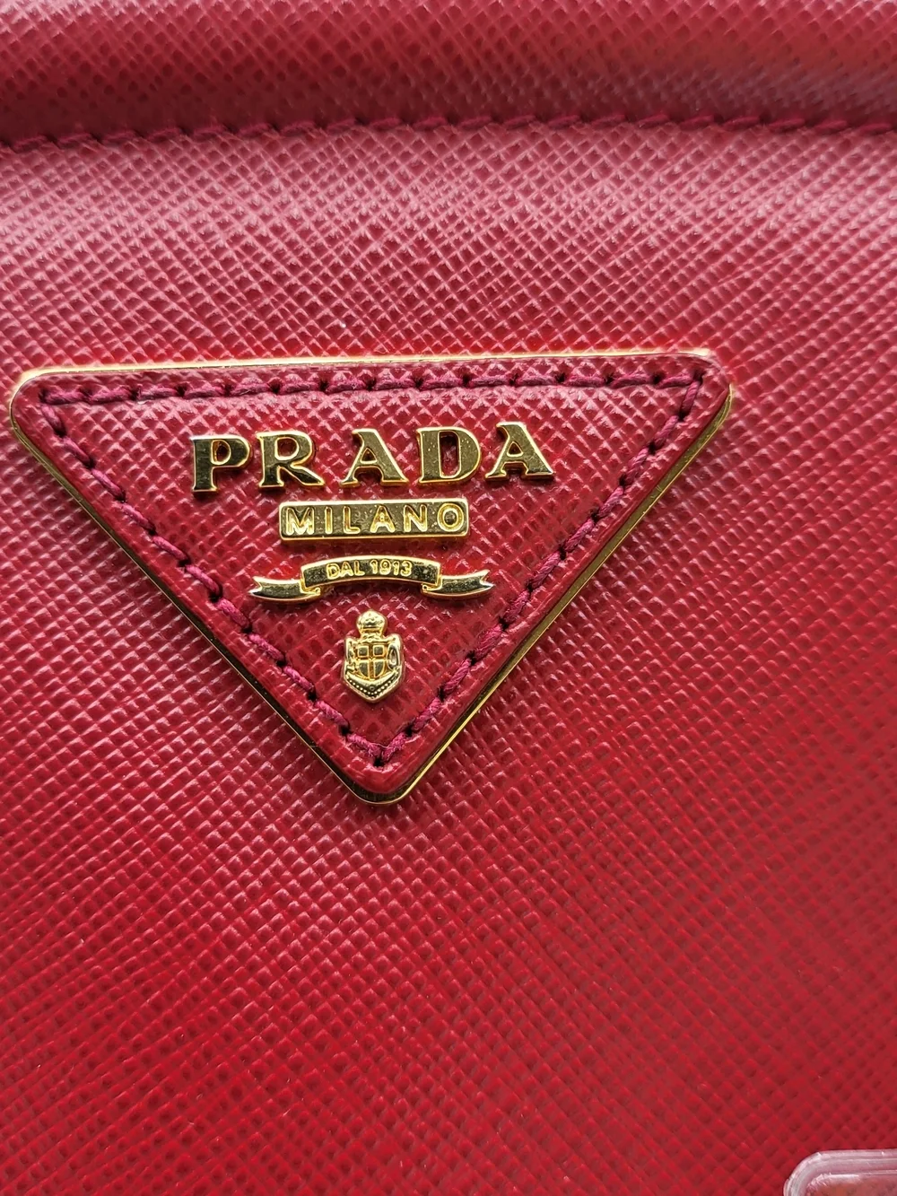 Prada Red Saffiano Parabole Handbag RossoPelle. Authentic w/COA..